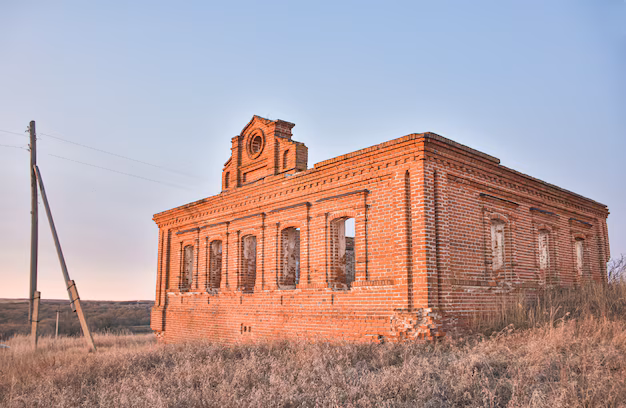 ancient abandoned ruined church illuminated by sunset sun 325857 161
